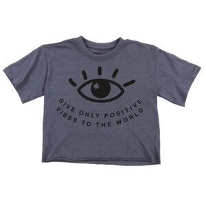 positive vibes' cropped graphic tee - gray